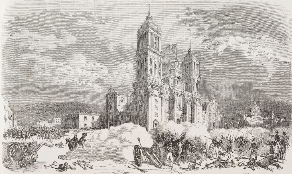 American troops conquering Mexico City, Mexico 