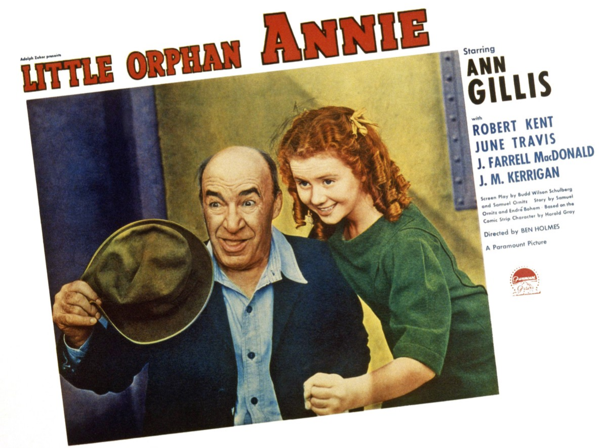 Little Orphan Annie, US lobbycard, from left: J. Farrell MacDonald, Ann Gillis, 1938.