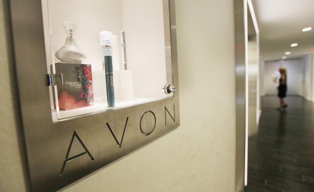 Avon products are displayed inside the newly completed U.S. headquarters for Avon Products Inc. 