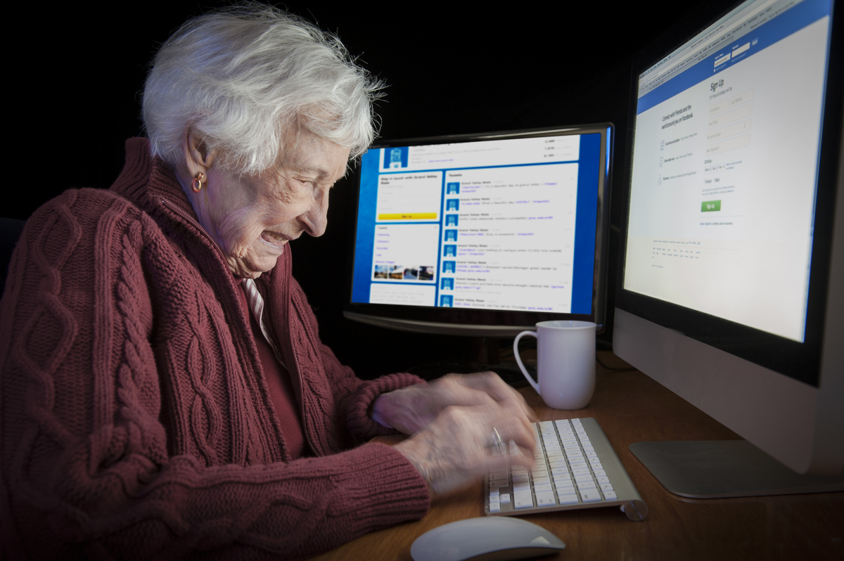 Frantic grandma addicted to late night internet