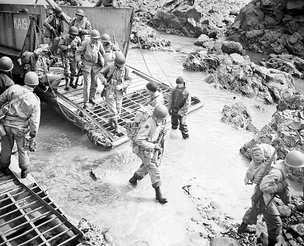marines landing on a beach
