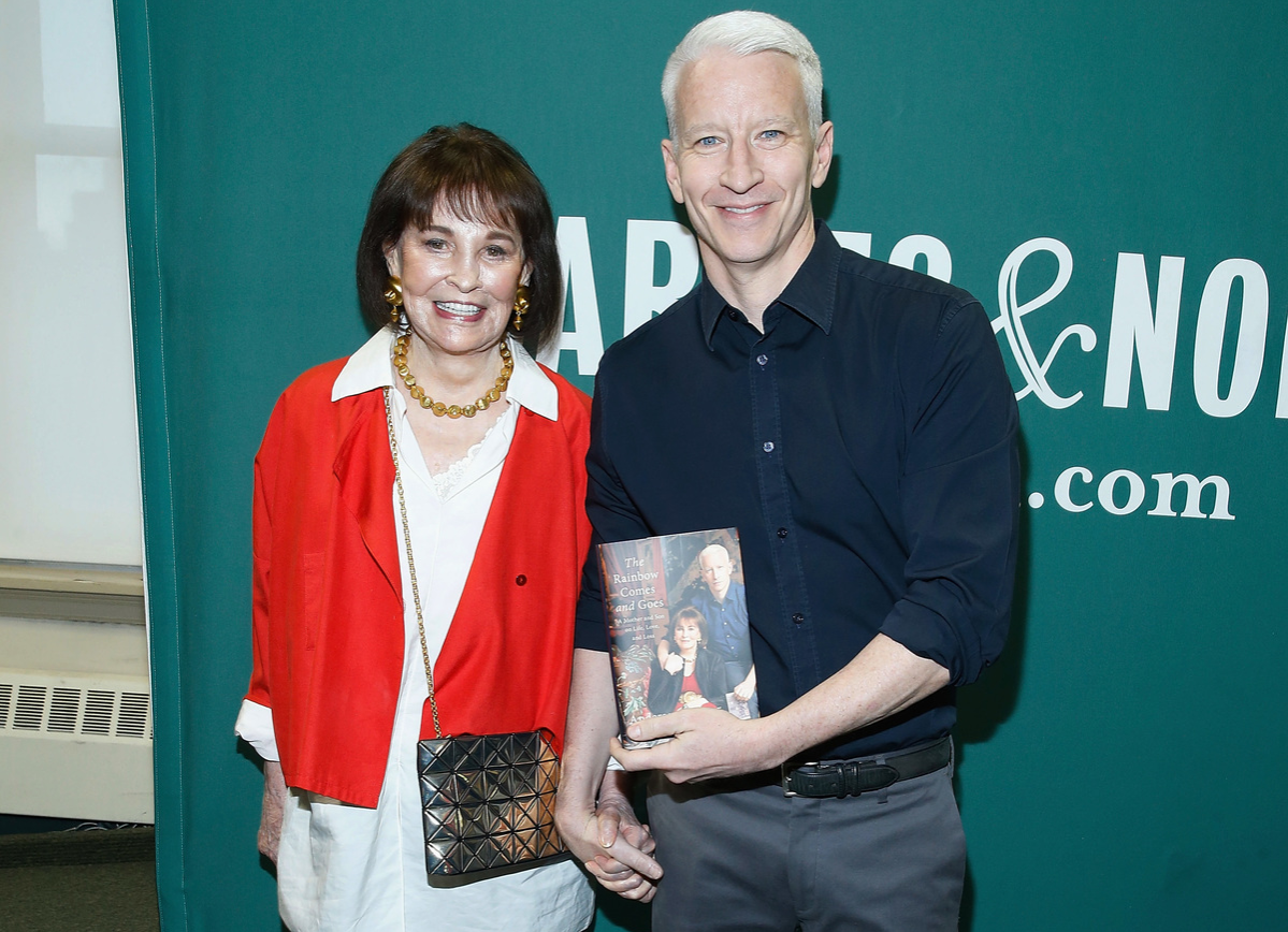 Gloria Vanderbilt and Anderson Cooper in conversation at Barnes & Noble Union Square on April 7, 2016 in New York City.