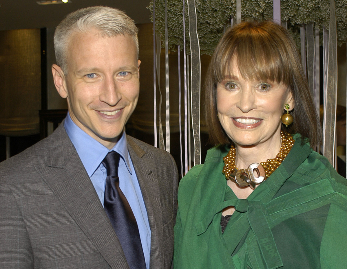 Anderson Cooper and Gloria Vanderbilt at the Tiffany Store in New York, New York.