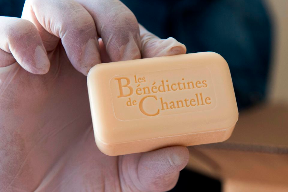 holding bar soap at the Saint-Vincent abbey in Chantelle 