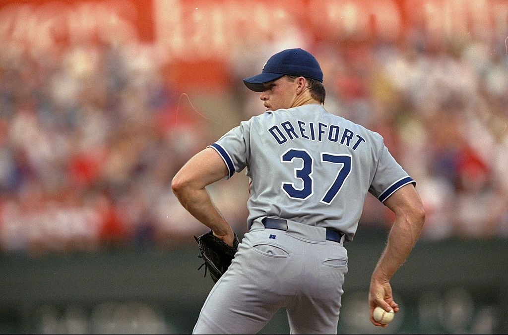 Pitcher Darren Dreifort #37 of the Los Angeles Dodgers in action during an interleague game against the Texas Rangers at the Ball Park in Arlington, Texas. The Dodgers won the game, 4-1-321767