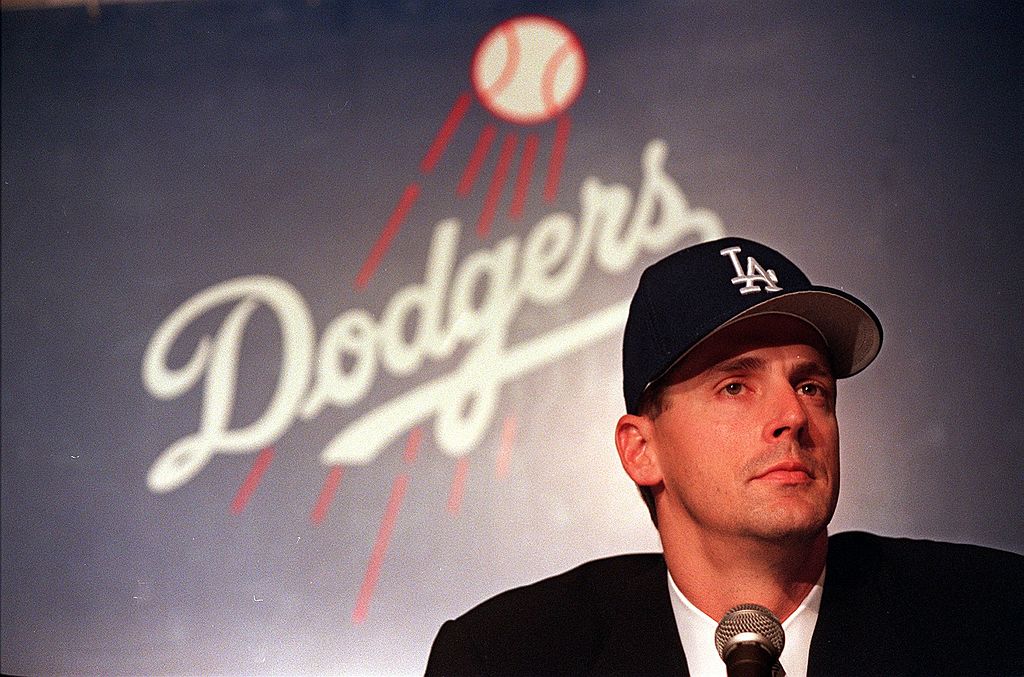 Major league baseball pitcher Kevin Brown listens to questions during a press conference 15 December where he met with the media following the signing of his 105 million dollar, seven-year contract with the Los Angeles Dodgers. The four-time, All-Star Brown became the highest paid baseball player in history.-51623146
