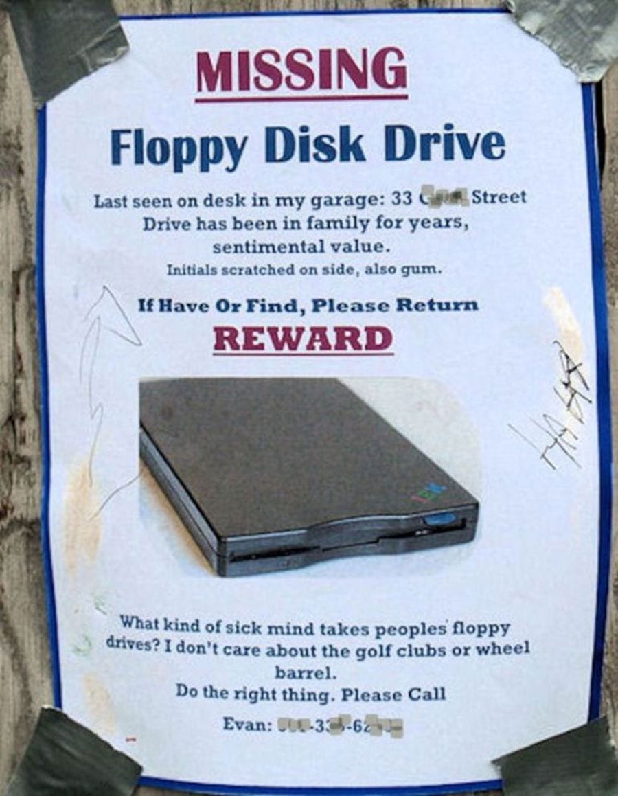 missing floppy disk drive stolen property includes floppy disk drive