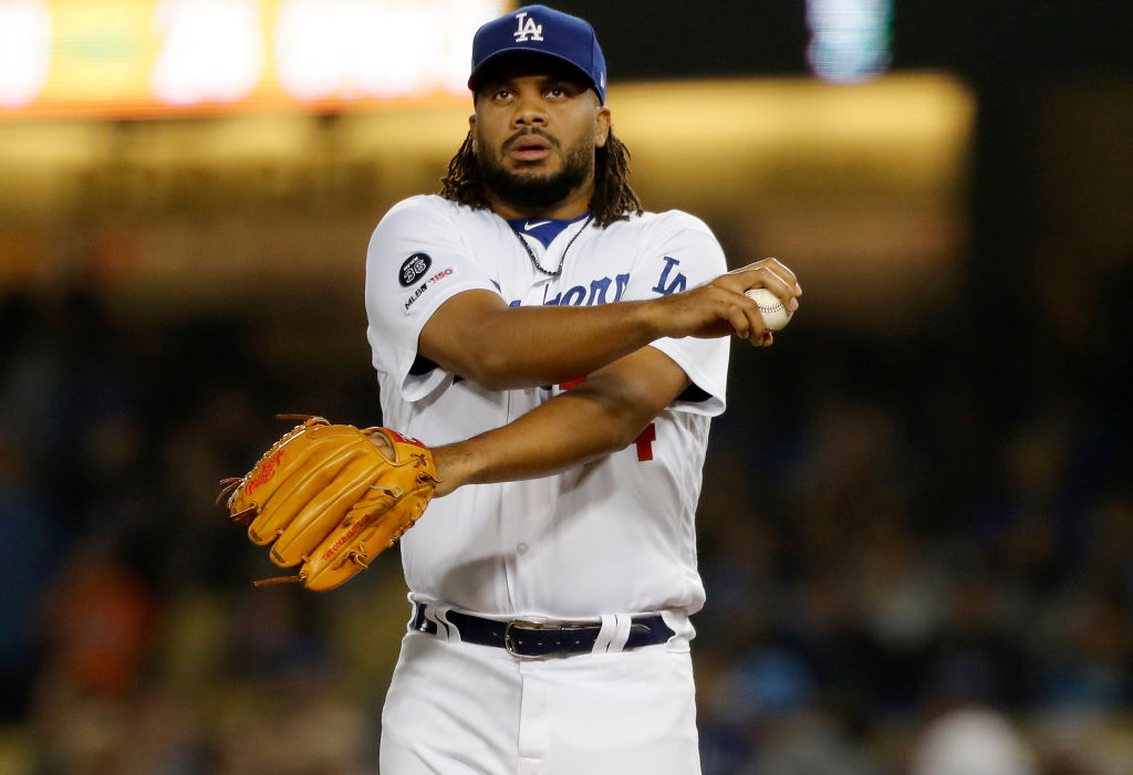 Dodgers closer Kenley Jansen prepares to pitch against the Mets in the ninth inning