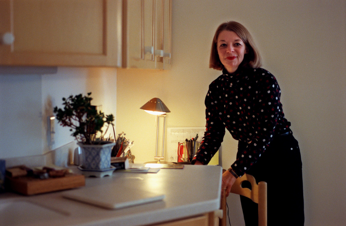Pam McNulty, Tastemaker, here at her kitchen desk where she plans things like the menu for her upcoming Christmas party
