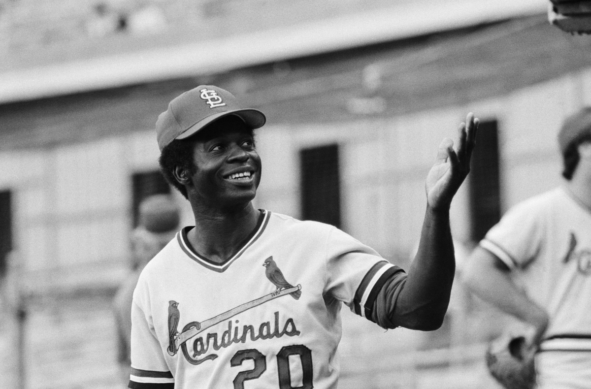 Lou Brock of the St. Louis Cardinals, 1977