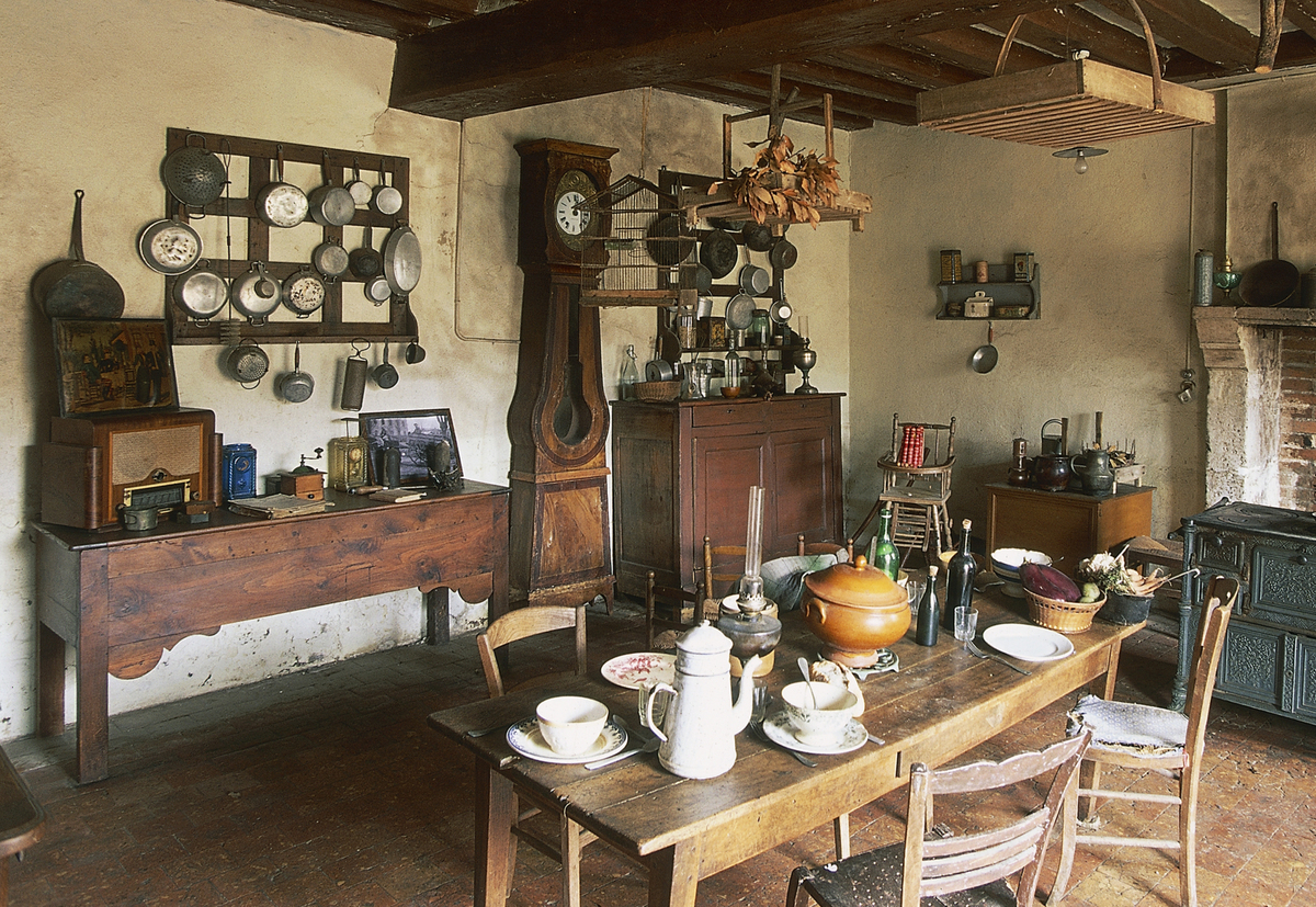 Dining room of a farm in France