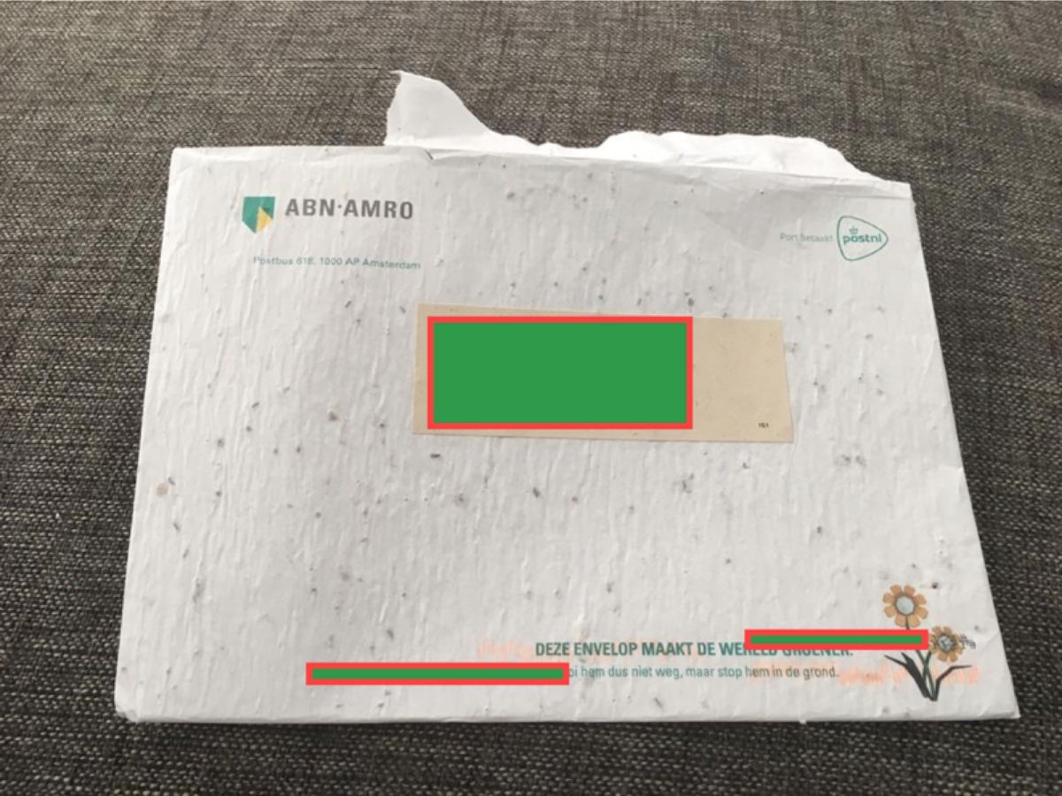 biodegradable envelope from dutch bank