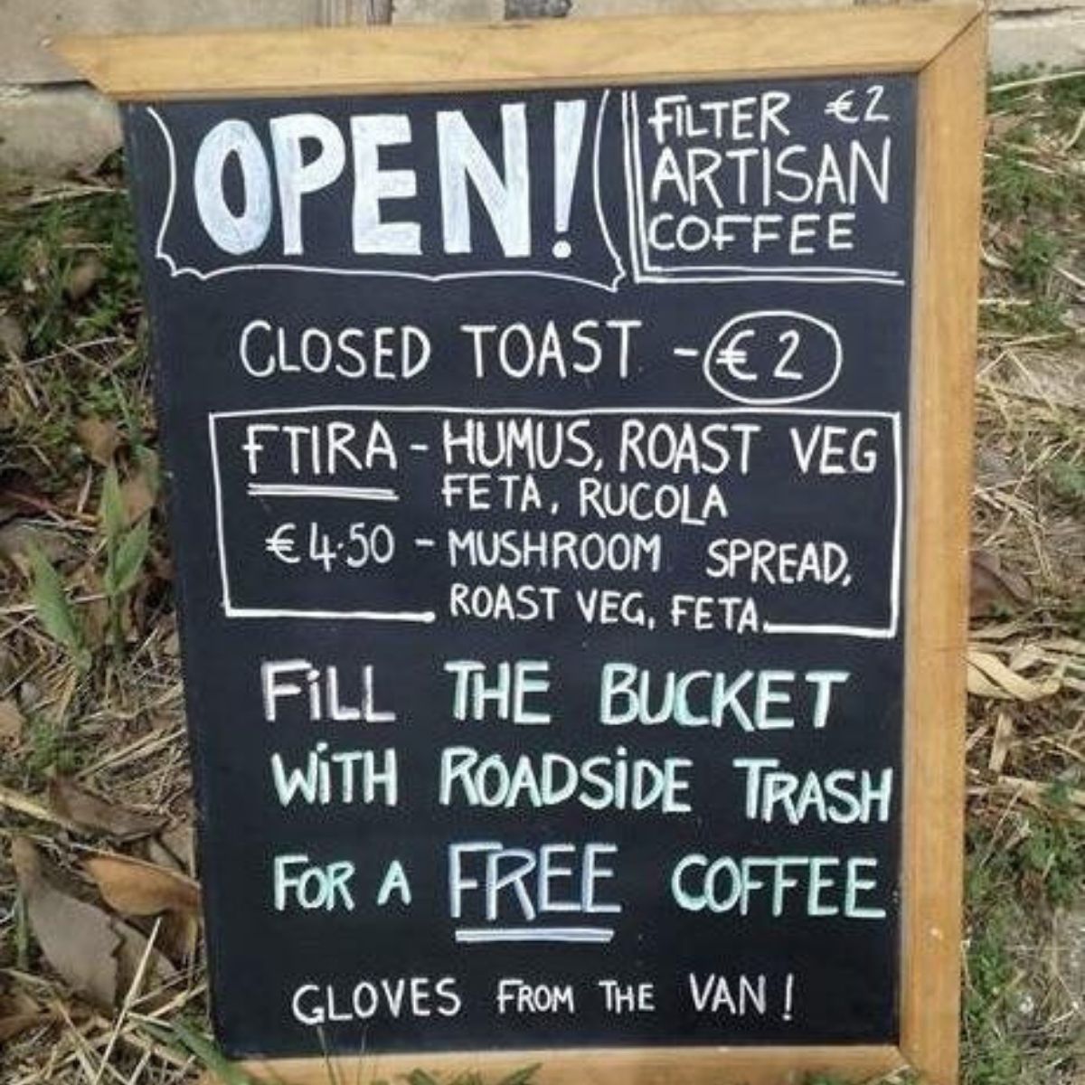 free coffee in exchange for trash