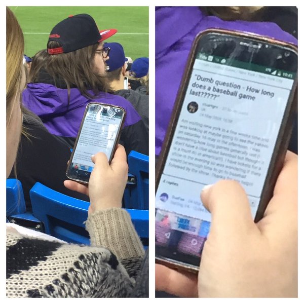 fan looking up how long a baseball game lasts