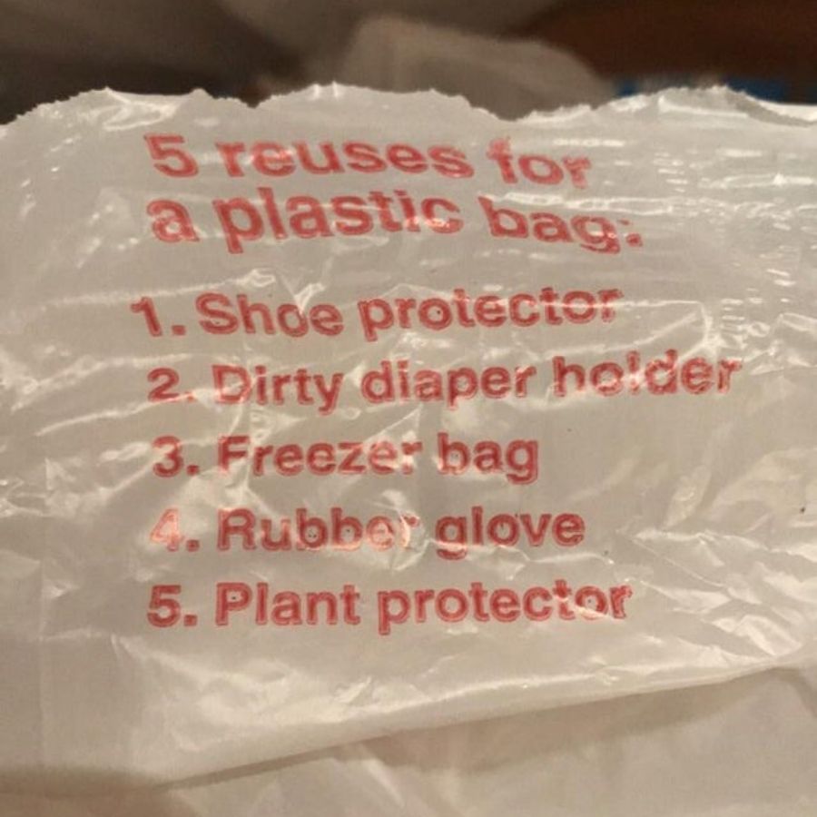 walgreens plastic bag with suggestions on how to reuse