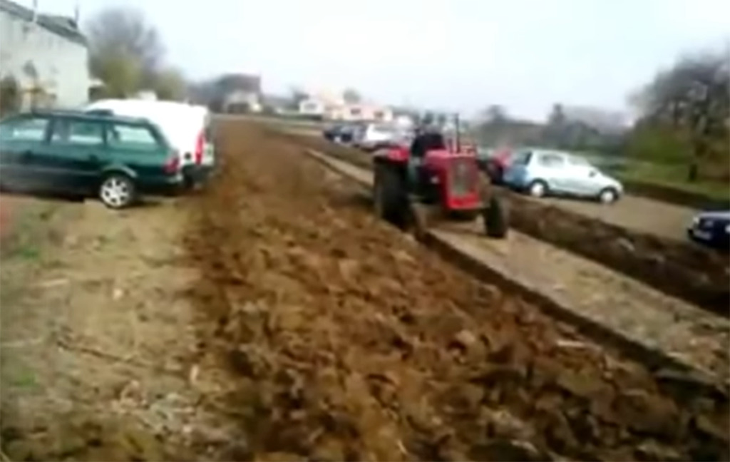 Plowing behind cars 