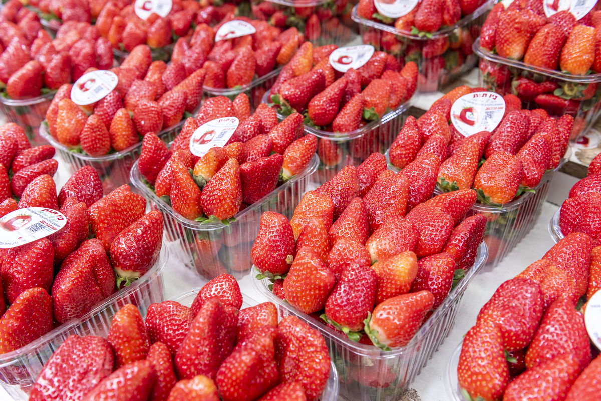 Packaged strawberries sold in Tel Aviv, Israel