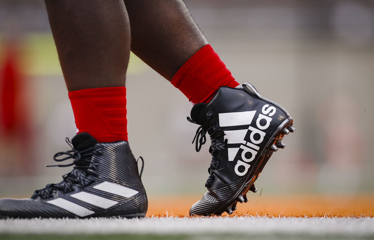 Nebraska Cornhuskers players in Adidas shoes are seen before the game against the Illinois Fighting Illini