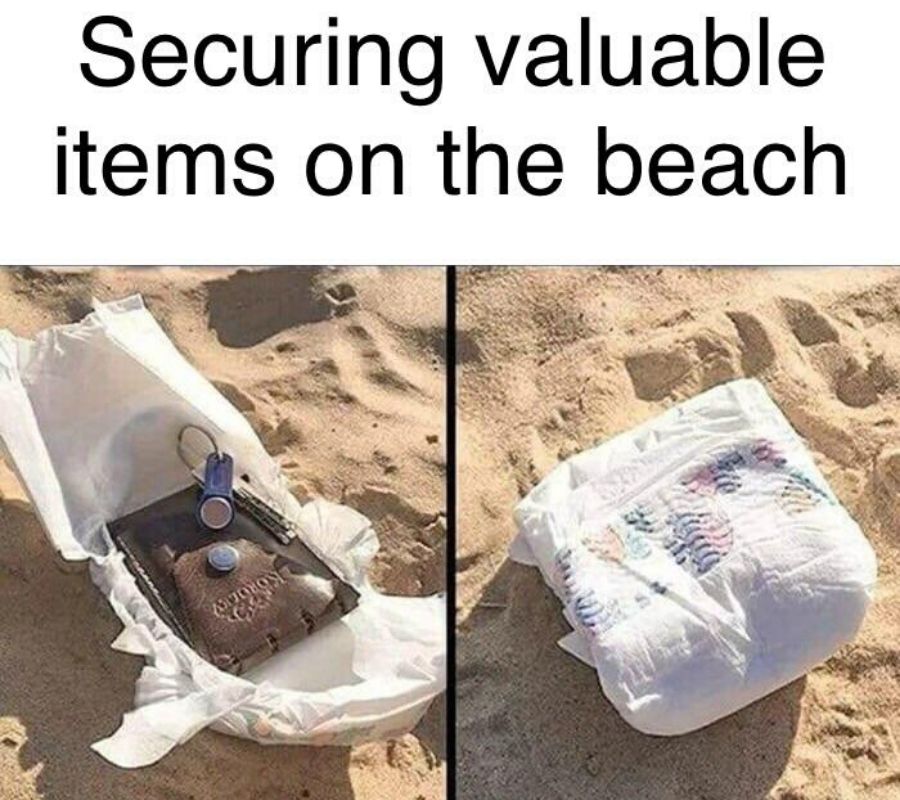 a wallet and keys hidden in a clean diaper 