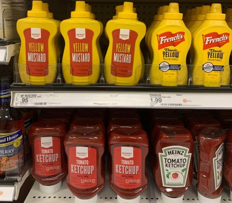 mustard and ketchup branded and unbranded