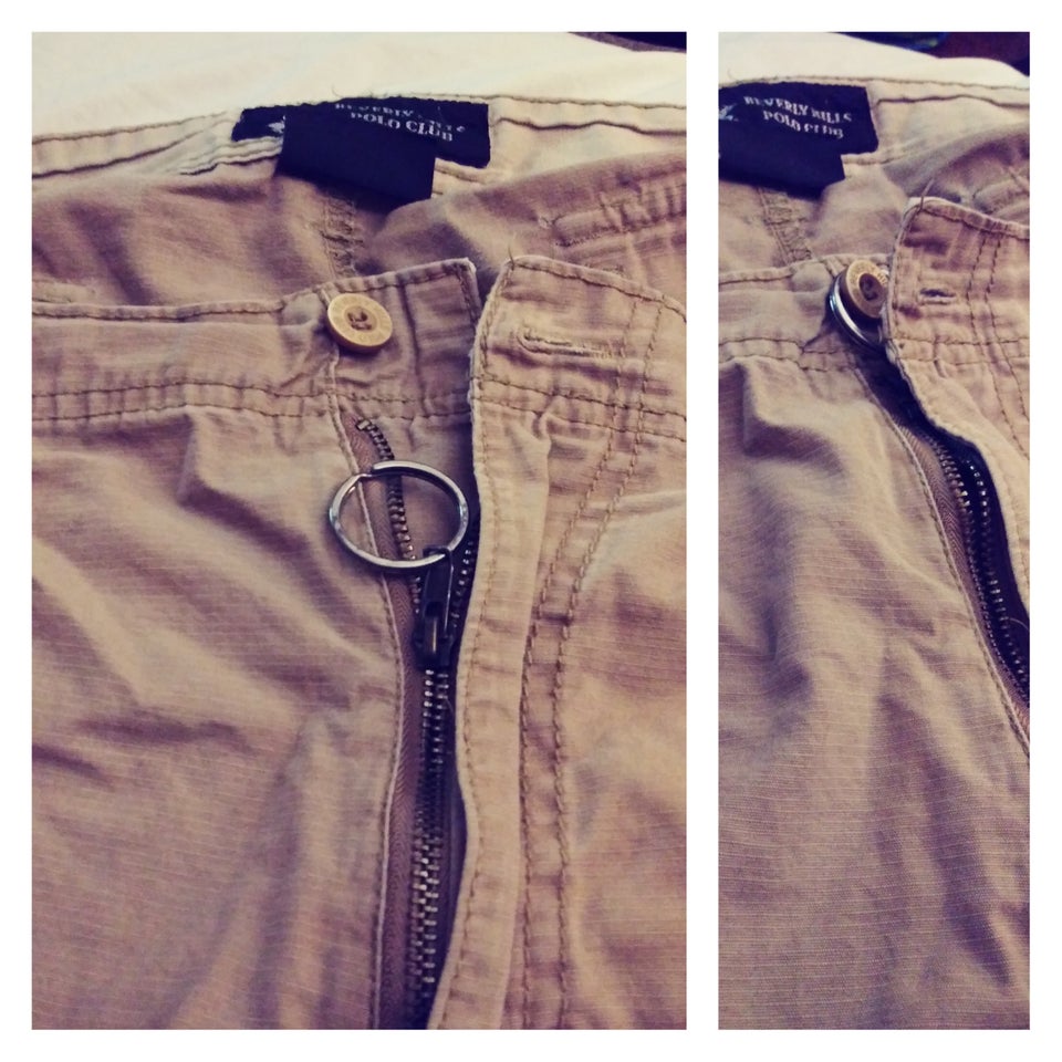 a key ring used to keep a broken zipper up