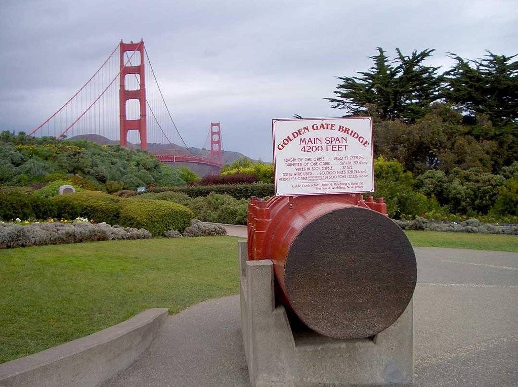 half cut of a golden gate cable