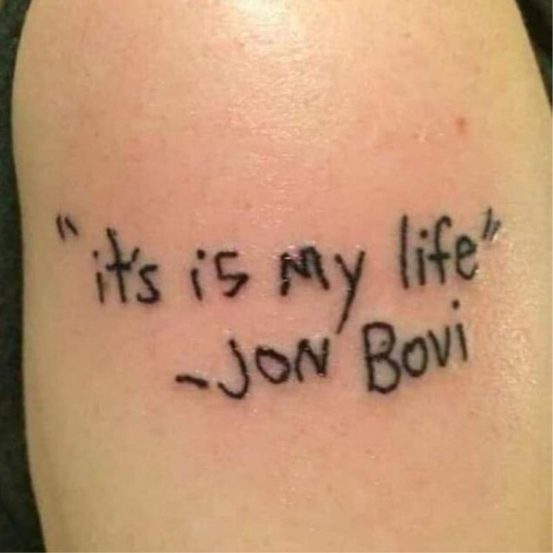 bon jovi tattoo with major spelling error