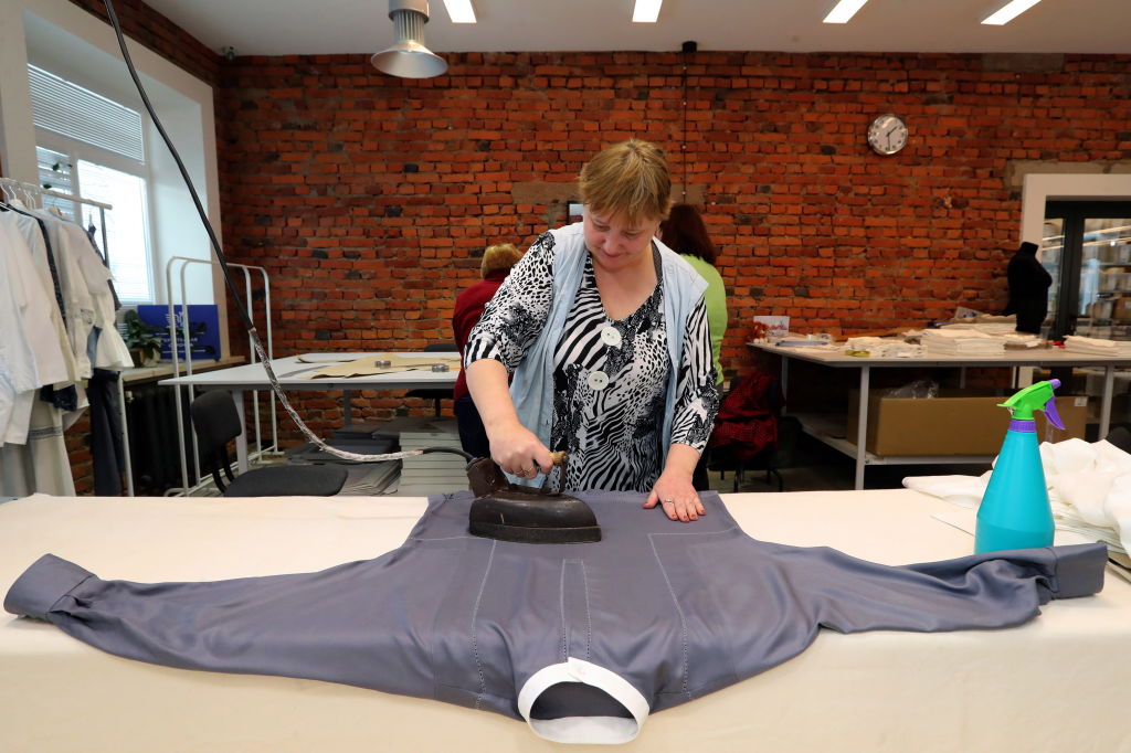 Woman ironing shirt 