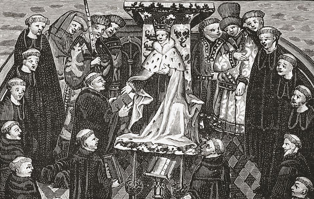 Henry V on the throne 