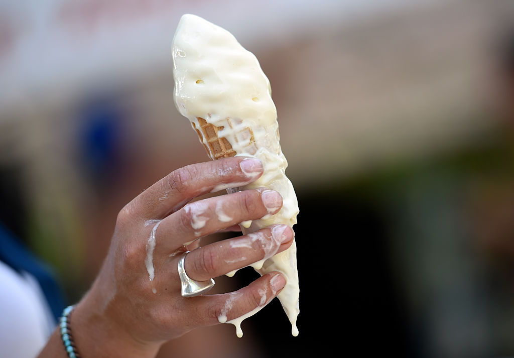 Melting ice cream cone 