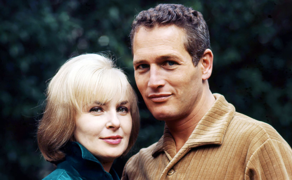Paul Newman with his wife in color photo