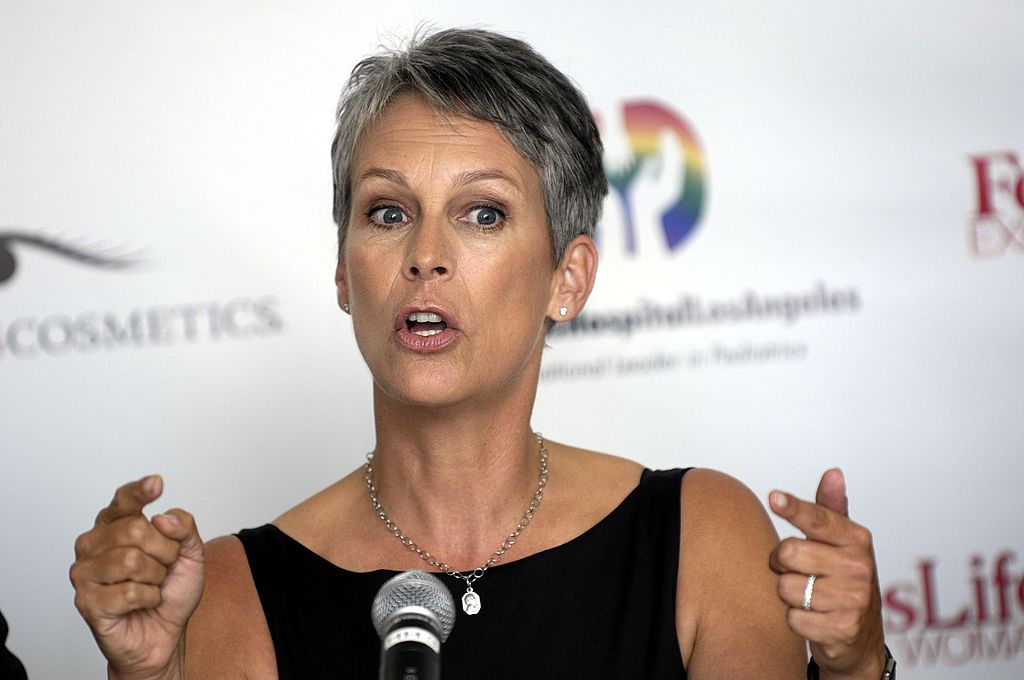 Jamie is caught mid-sentence while participating in a panel.