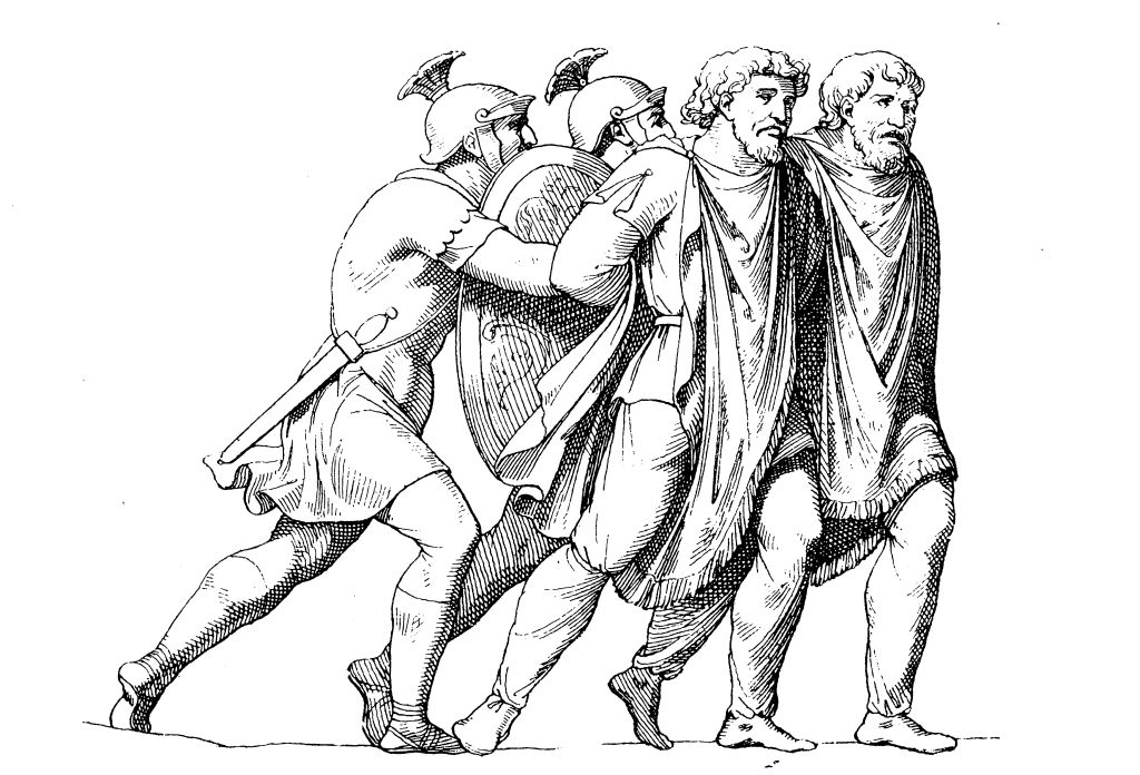 Prisoners being led by Roman Guards 