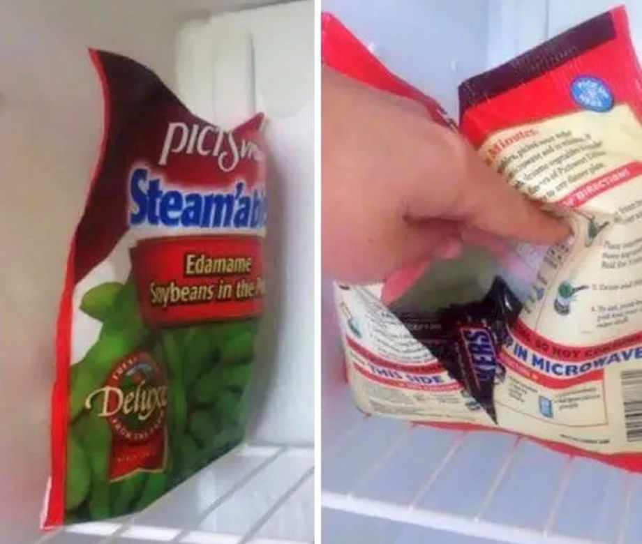 Parent hide chocolate in freezer in bag of soy beans