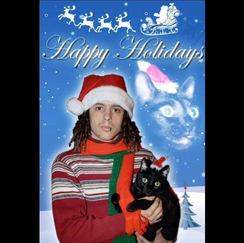 cat 2 man with cat and photoshopped background