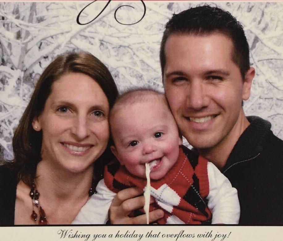 puke baby pukes during christmas photo