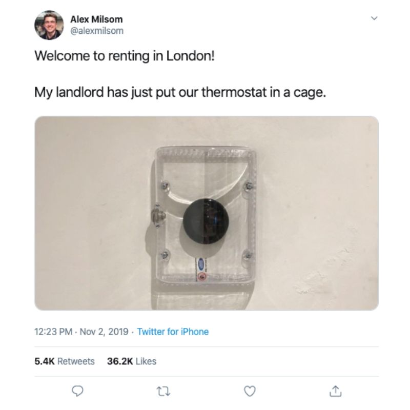 renting in london renting in london with a cage over thermostat