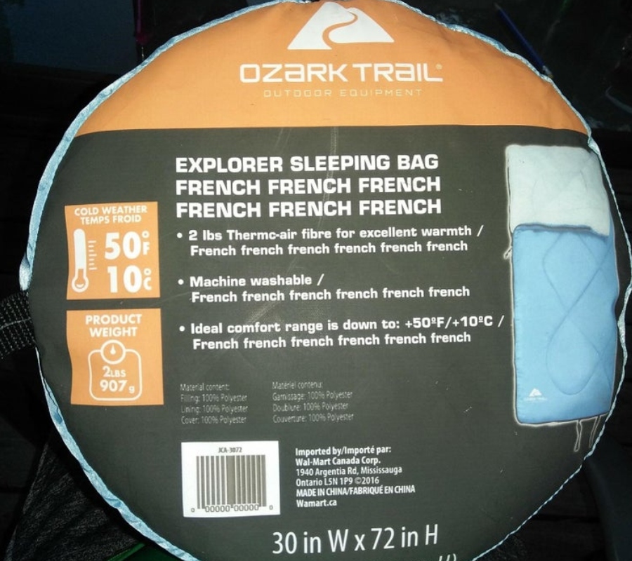 they forgot to put french on this sleeping bag package 