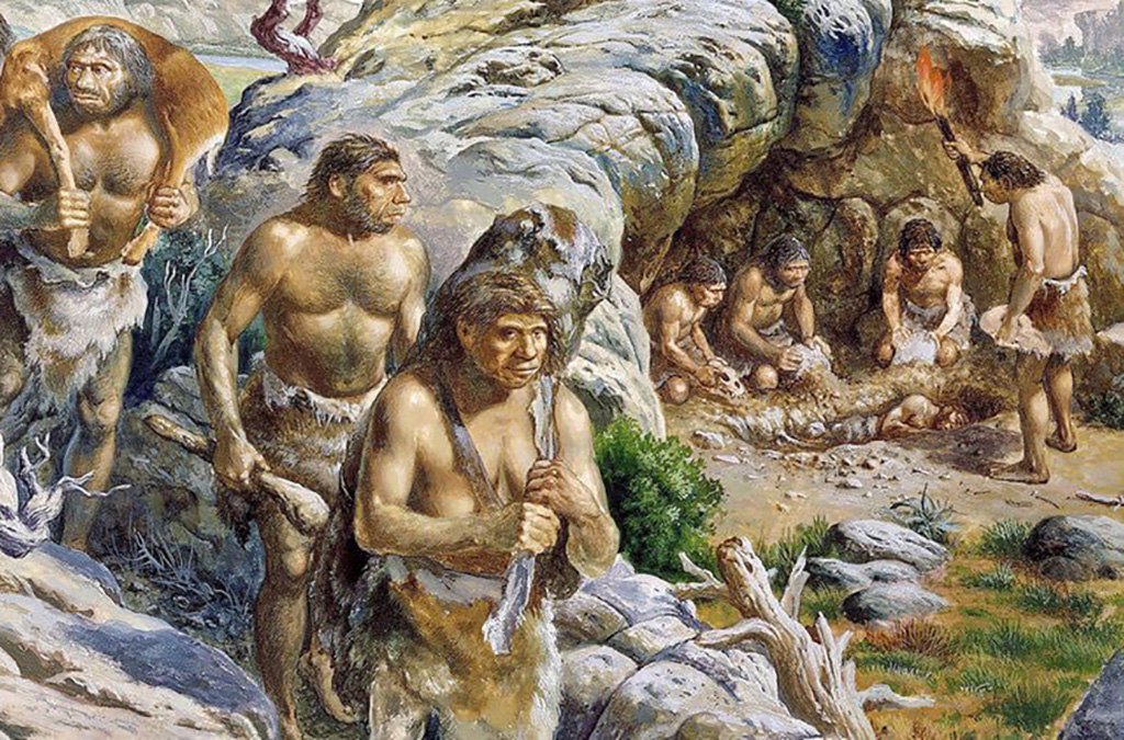Social Painting of early humans socializing