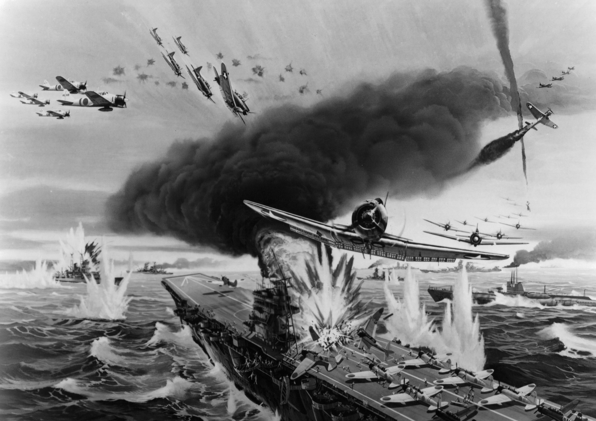 An illustration of the Battle of Midway for Universal Studios movie 