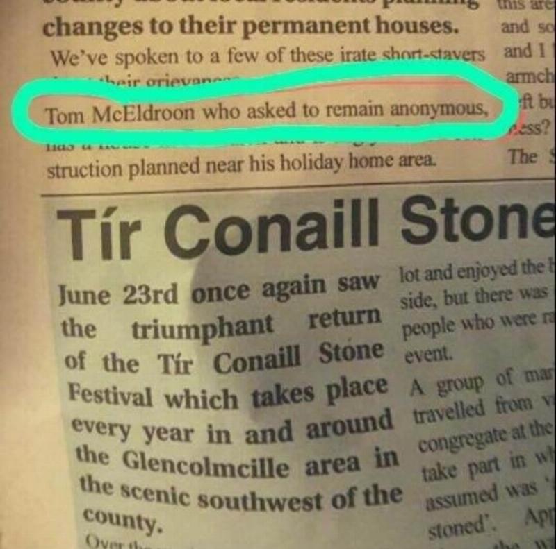 newspaper mentions name and says they wanted to be anonymous