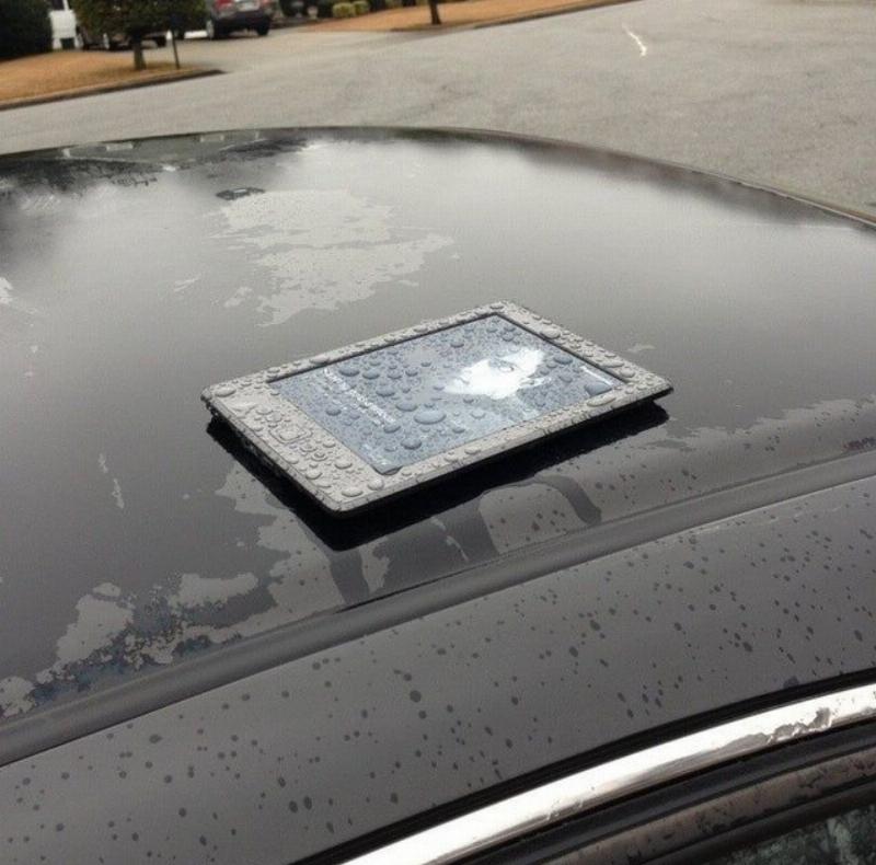 ipad left on roof in rain