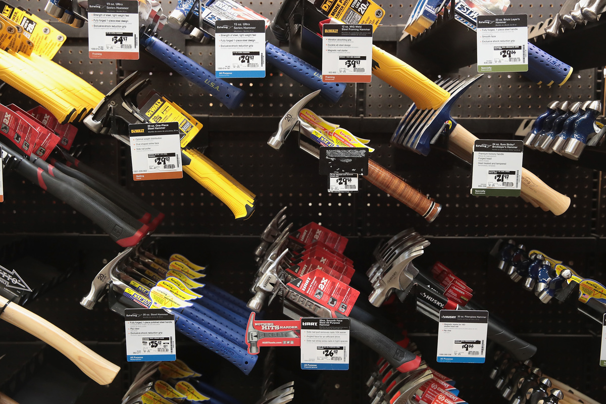 Tools are offered for sale at a Home Depot store.