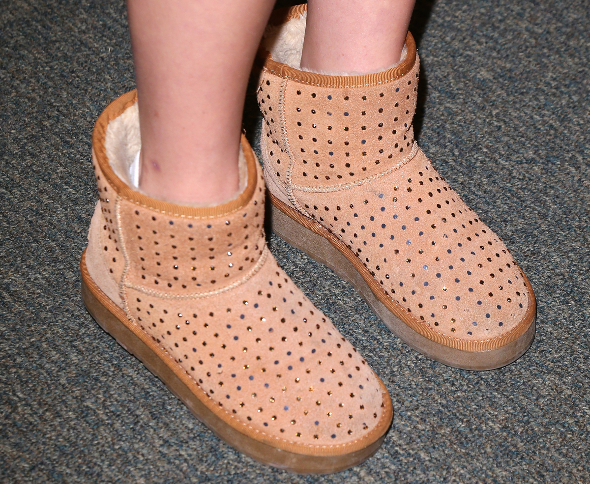 uggs - 186155315 Ali Simpson wears uggs with jewels on them.