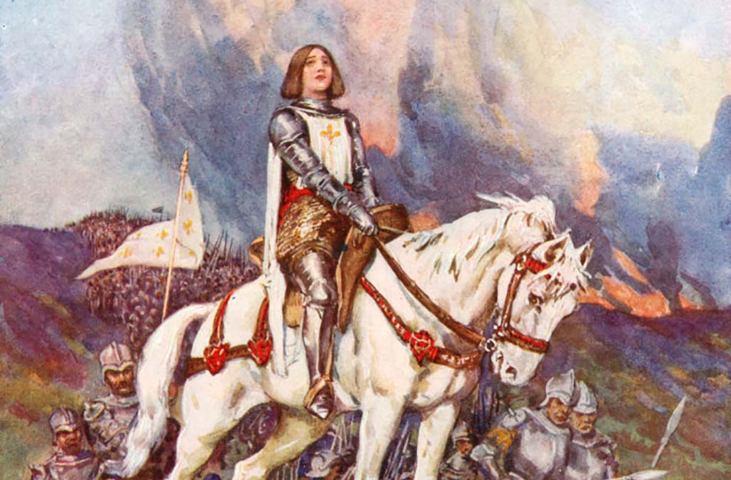 Painting of Joan of Arc on horseback 