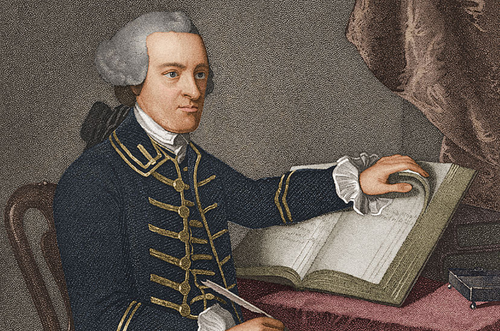 John Hancock with a book 