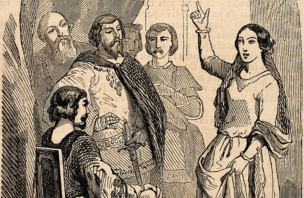 Joan in front of Charles 