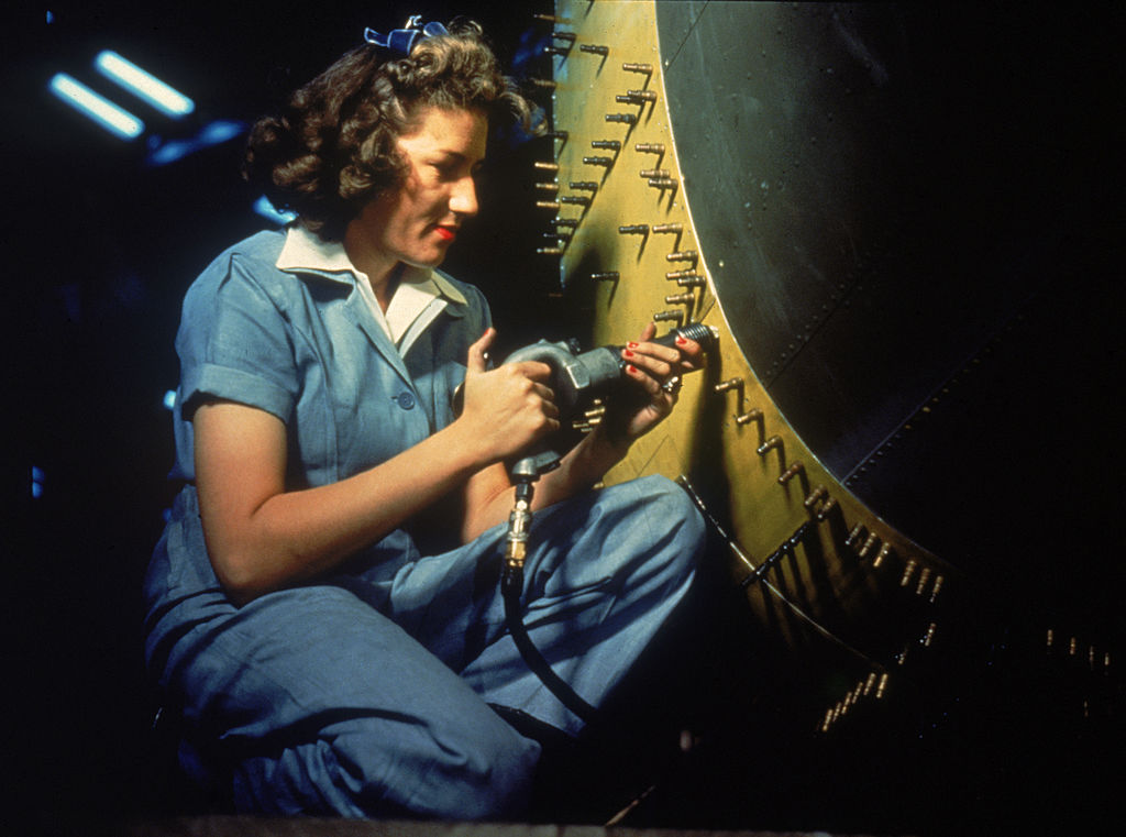 woman working on bomber 