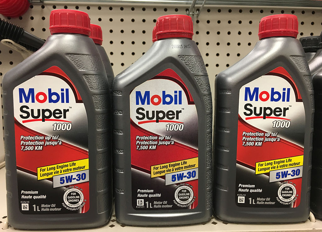motor oil Mobil Super motor oil bottles