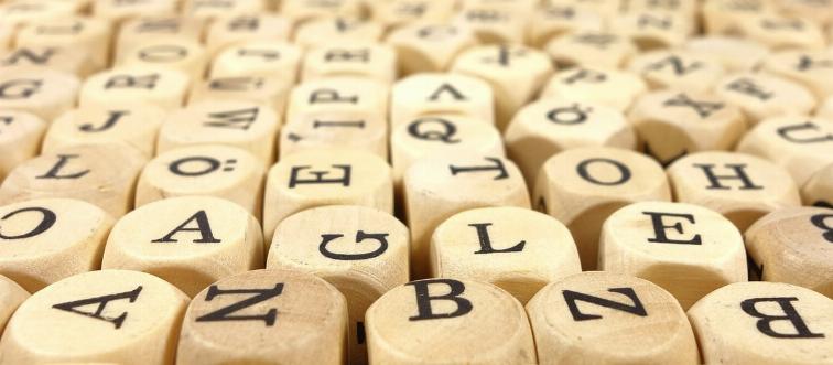 Blocks of letters are seen.